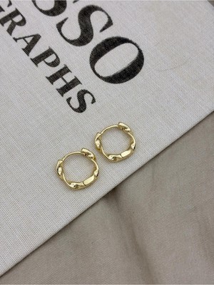 Hedef Bijuteri Gold Renk Dalgalı Halka Model Küpe CM48