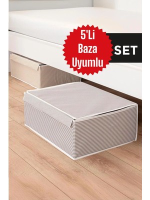 Helen's Home 5 Adet Bazaaltı Kutu Hurç Giysi Yastık Hurcu Düzenleyici Saklama Kutusu 50X40X19 Kapaklı