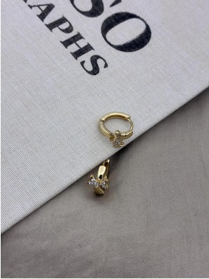Hedef Bijuteri Xuping Gold Renk Halka Üzeri Kelebek Model Zirkon Taşlı Küpe