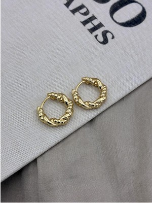 Hedef Bijuteri Gold Renk Kalın Burgulu Halka Model Küpe CM46