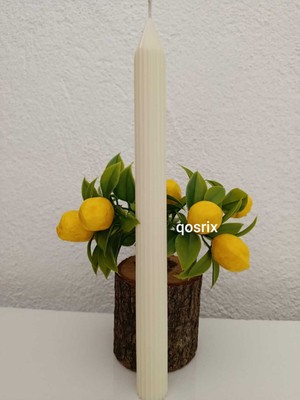 PremiumPort Açık Krem Soya Mumu, Uzun Çubuk, Doğal Pudra Kokulu, Dekoratif 1 Adet