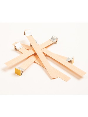 PremiumPort Ahşap Mum Fitili ve Sehpa, 50 Adet, 15X100X0,5 Mm, Yapışkanlı Fitil