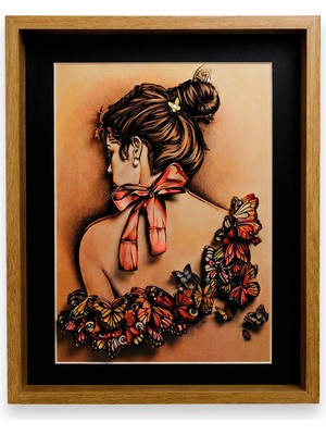 Kutu Festivali Kelebekli Kız Üç Boyutlu El Yapımı Kağıt Rölyef