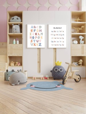 Fuart.Co Pastel Tonları Alfabe 2li Dijital Baskı Poster Seti (Çerçevesiz)