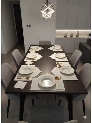 Nakışkonsept Mübarek Ramazan Nakış Işlemeli 18 Parça Parça 6 Kişilik Yemek Takımı