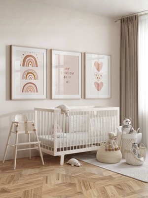 Fuart.Co My Rainbow Baby 3lü Dijital Baskı Poster (Çerçevesiz)