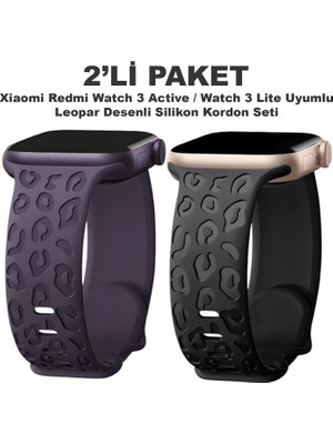 Dexmon Xiaomi Redmi Watch 3 Actvie / Watch 3 Lite Uyumlu Leopar Desen Silikon Kordon Seti