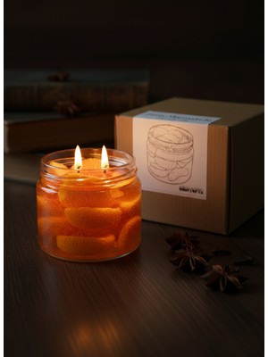 PremiumPort Doğal Portakal Reçeli Jel Mum, Ferahlatıcı Narenciye Kokusu, El Yapımı