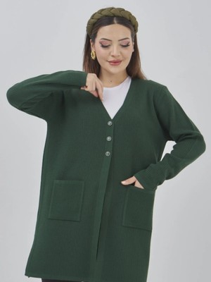 Fresh Moda Kadın Araboy Triko Hırka Esnek Likralı Akrilik Kumaşla Günlük Kullanıma Uygun Cepli