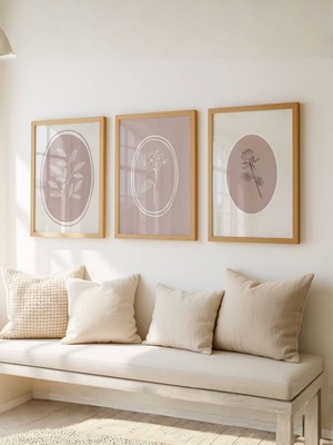 Fuart.Co Güller ve Çiçekler 3 Lü Dijital Baskı Poster Seti (Çerçevesiz) Svıfu