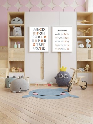 Fuart.Co Toprak Tonları Alfabe 2li Dijital Baskı Poster Seti (Çerçevesiz)