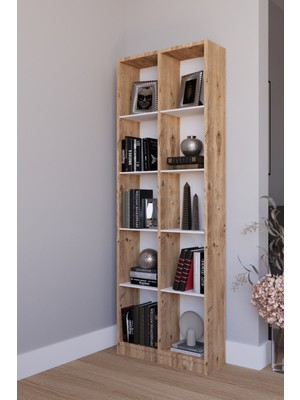 Kzy Mobilya Piramit Kitaplık Çok Amaçlı Kitaplık-Meşe