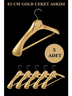 Manken İstanbul 5 Adet Plastik Gold Renk Yüksek Kalite Ceket Askısı,elbise Askısı,takım Elbise Askısı
