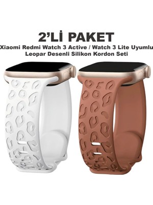 Dexmon Xiaomi Redmi Watch 3 Actvie / Watch 3 Lite Uyumlu Leopar Desen Silikon Kordon Seti