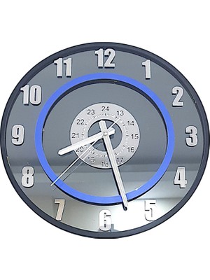 Formiqra Yeni Trend Gümüş Ayna Pleksi Gerçek Ayna Duvar Saati Çap 40CM Siyah-Mavi