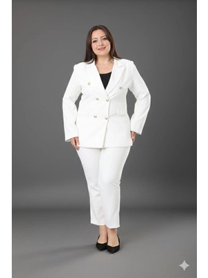 ModaSehle Kadın Dokuma Atlas Kumaş Pantolon Ceket Takım Elbise