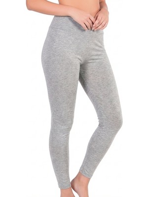 ByDon Pamuklu Penye Tayt Gri Günlük Esnek Yapılı Kumaş