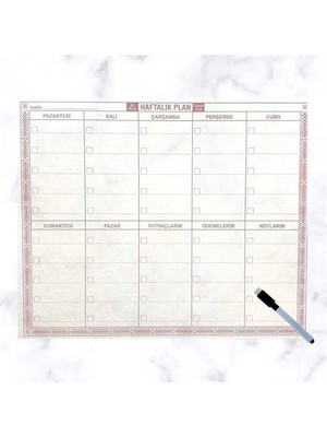 Şeffaf Kendiliğinden Yapışkanlı Kalemli Haftalık Planlayıcı 40CM-50CM