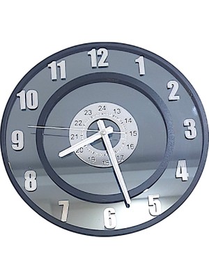 Formiqra Yeni Trend Gümüş Ayna Pleksi Gerçek Ayna Duvar Saati Çap 35CM Siyah-Siyah