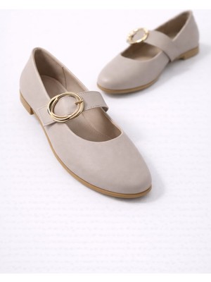 Slipcat Kadın Günlük Rahat Babet Kalın Kemerli Kadın Babet