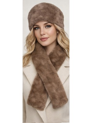 Ekstore Kadın Peluş Kalpak ve Atkı Seti 2li Set