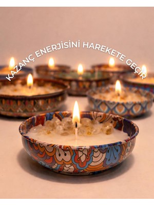 The Little Nature The Lıttle Nature Sitrin (Para) Taşı Ud Ağacı  Kokulu Dekoratif Mum (Orta Boy)