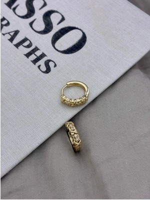 Hedef Bijuteri Gold Renk Zirkon Taşlı Çapraz x Detaylı Halka Küpe CM181