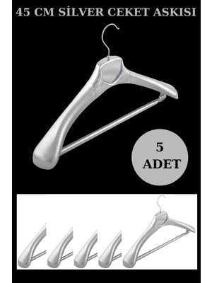 Manken İstanbul 5 Adet Plastik Krom Renk Yüksek Kalite Ceket Askısı,elbise Askısı,takım Elbise Askısı