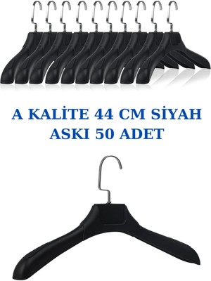 Manken İstanbul 50 Adet Soft Siyah Abs Plastik Askı Ceket Elbise Askısı Kıyafet Askısı Gömlek Askısı