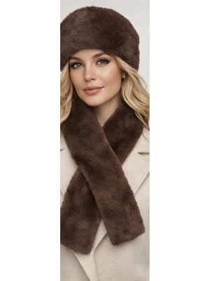 Ekstore Kadın Peluş Kalpak ve Atkı Seti 2li Set