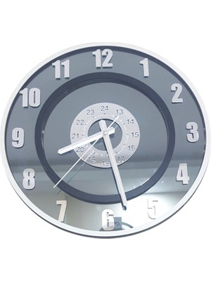 Formiqra Yeni Trend Gümüş Ayna Pleksi Gerçek Ayna Duvar Saati Çap 40CM Gri-Siyah