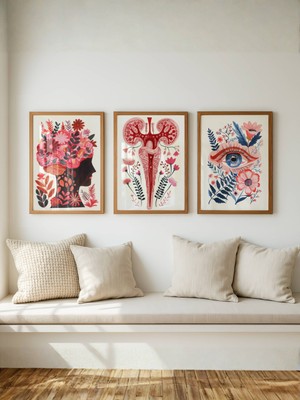 Fuart.Co Hayatın Ana Çiçekleri 3lü Dijital Baskı Poster Seti (Çerçevesiz) Shefu