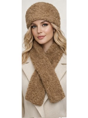 Ekstore Kadın Peluş Kalpak ve Atkı Seti 2li Set