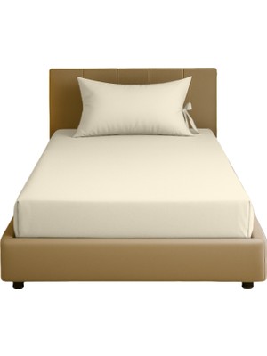 Sabia Soft Touch %100 Pamuk 62 Tel – 90X190 +30 cm Tek Kişilik Lastikli Çarşaf Seti Ekru