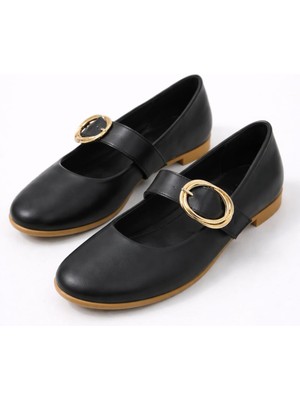 Slipcat Kadın Günlük Rahat Babet Kalın Kemerli Kadın Babet