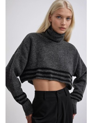 Lijuri Çizgili ve Boğazlı Triko Kazak 1416