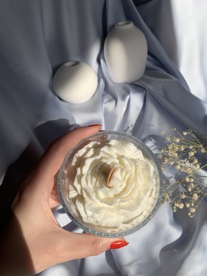 PremiumPort Şakayık ve Hanımeli Kokulu Küçük Boy Cam Kaseye Soy Wax Mum