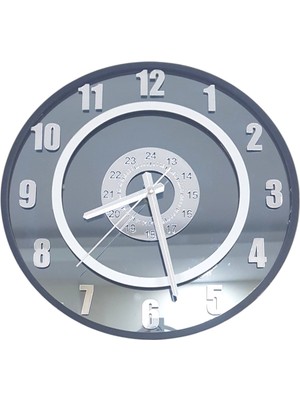 Formiqra Yeni Trend Gümüş Ayna Pleksi Gerçek Ayna Duvar Saati Çap 30CM Siyah-Gri