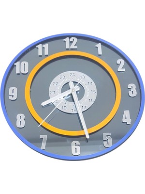Formiqra Yeni Trend Gümüş Ayna Pleksi Gerçek Ayna Duvar Saati Çap 40CM Mavi-Turuncu