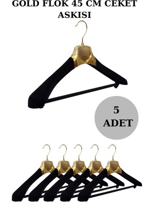 Manken İstanbul (5 Adet) Plastik Gold-Flok Yüksek Kalite Ceket Askısı,elbise Askısı,takım Elbise Askısı