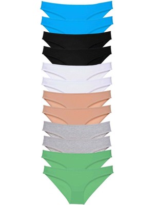 MiraLive 12 Adet Eko Set Likralı Kadın Slip Külot Çok Renkli 5