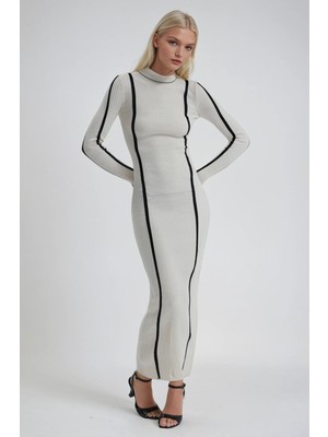 Lijuri Şerit Detaylı Triko Elbise 2002