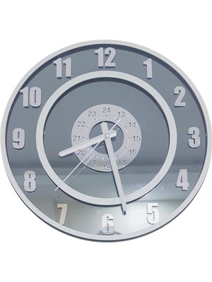 Formiqra Yeni Trend Gümüş Ayna Pleksi Gerçek Ayna Duvar Saati Çap 40CM Gri-Gri