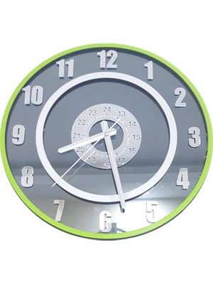 Formiqra Yeni Trend Gümüş Ayna Pleksi Gerçek Ayna Duvar Saati Çap 40CM Yeşil-Gri