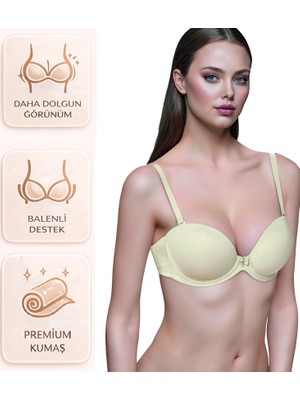 Bipamuk Kadın Iç Giyim Mikro Fasülye Push Up Sütyen Doğal Dolgun Gösteren Destekli Model