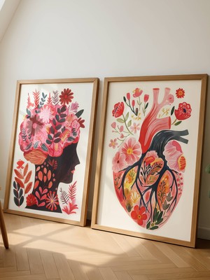 Fuart.Co Duygu ve Düşünce 2li Dijital Baskı Poster Seti (Çerçevesiz) Shefu