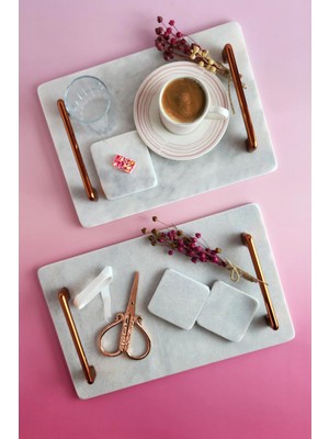 IOA Design Söz / Nişan Seti No.7 - Nişan Tepsisi + Damat Kahvesi Tepsisi + Aksesuarlar - Nergis Rose Kulp