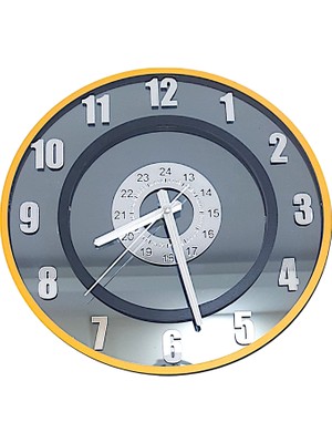 Formiqra Yeni Trend Gümüş Ayna Pleksi Gerçek Ayna Duvar Saati Çap 30CM Turuncu-Siyah