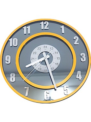 Formiqra Yeni Trend Gümüş Ayna Pleksi Gerçek Ayna Duvar Saati Çap 30CM Turuncu-Turuncu