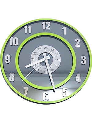 Formiqra Yeni Trend Gümüş Ayna Pleksi Gerçek Ayna Duvar Saati Çap 35CM Yeşil-Yeşil